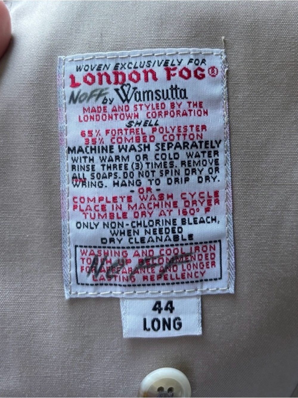 Vintage LONDON FOG Men's Tan Trench Coat, Removable Thinsulated Lining 44 Long - Picture 5 of 8